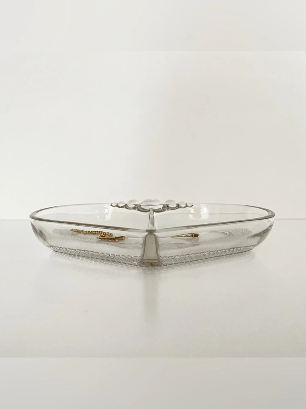Vintage Duncan & Miller Clear Glass Heart Dish Jewelry Trinket Candy Valentine's